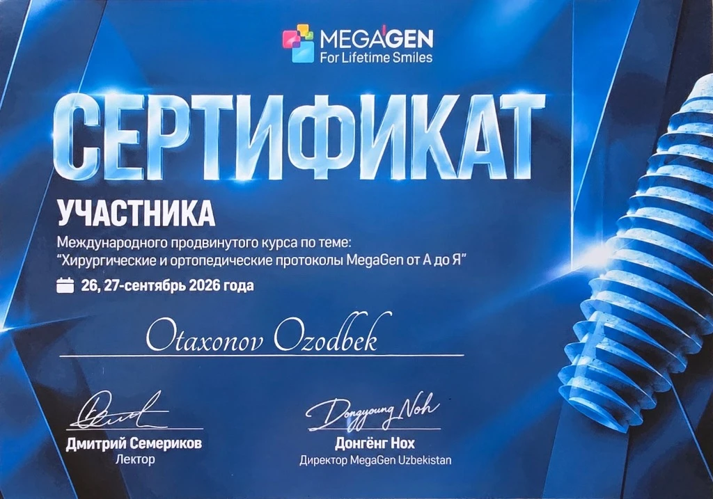 MegaGen Xirurgik va Ortopedik Protokollari: A dan Ya gacha